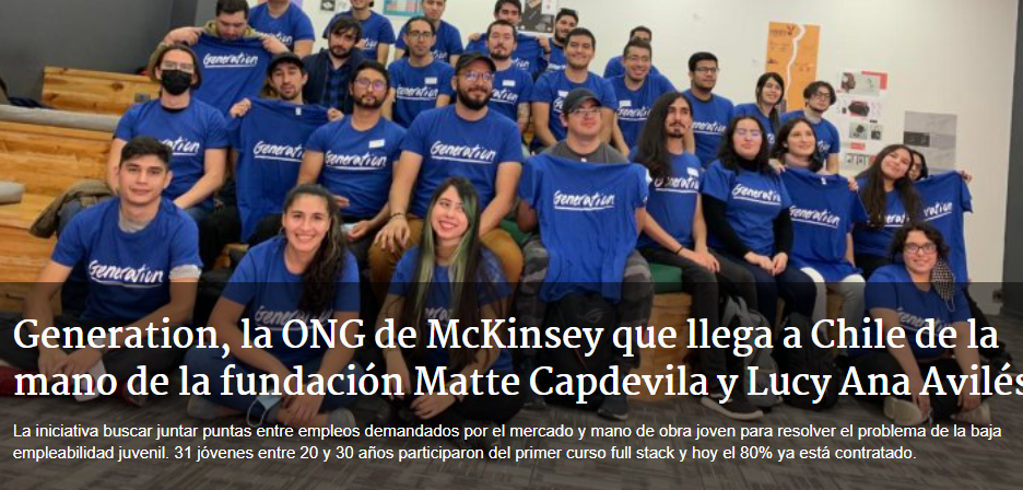 Generation, la ONG de McKinsey que llega a Chile de la mano de la fundación Matte Capdevila y Lucy Ana Avilés